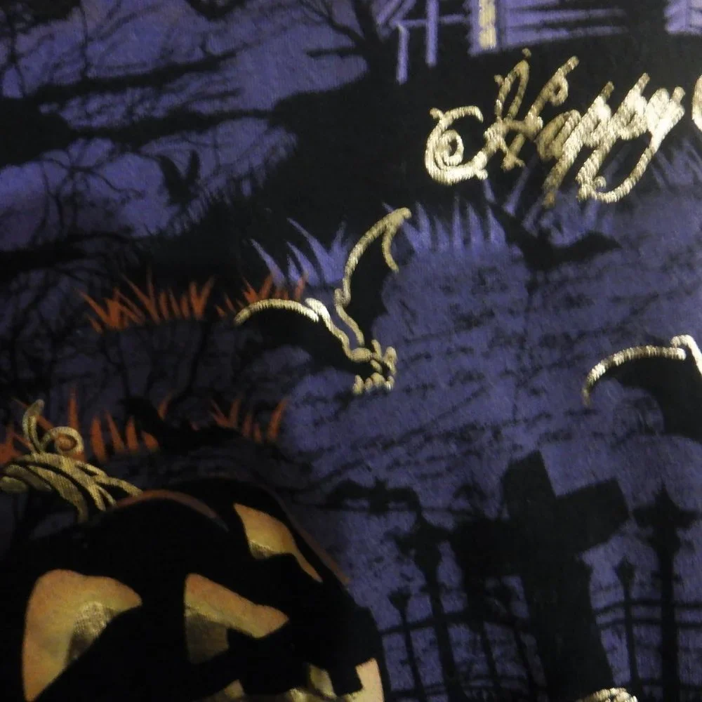 Happy Halloween Ladies Shirt 2X (18W - 20W) Black Purple Orange Gold Shimmer - Picture 5 of 15